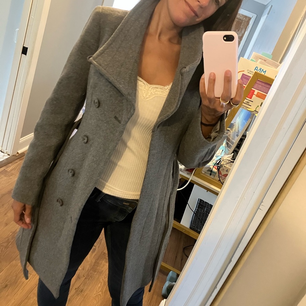 Babaton Charcoal Double-Breasted Trench Coat